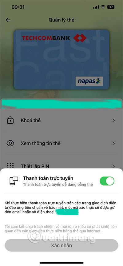khóa tk thanh toán techcombank