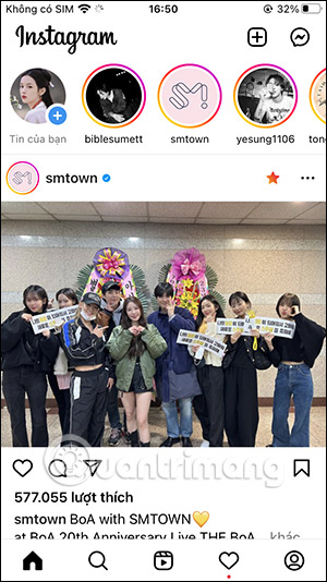 Giao diện Instagram