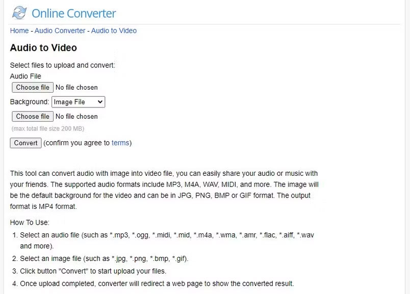 Trang Audio to Video Online Converter