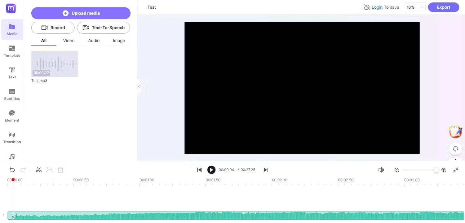 Trang chuyển đổi âm thanh sang video Medio io