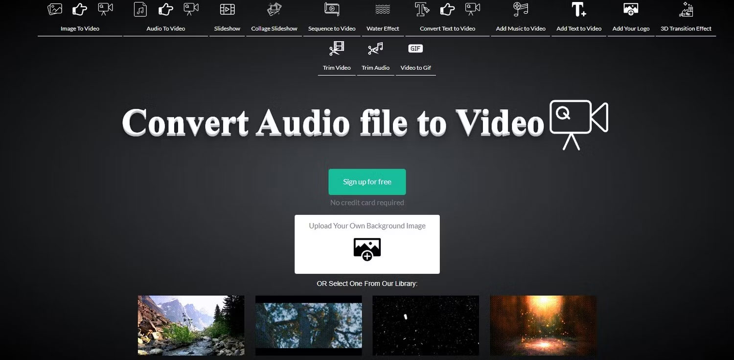 Trang chuyển đổi âm thanh sang video của voice2v com