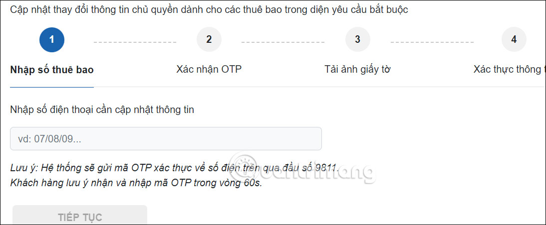 Nhập số điện thoại Mobifone cần cung cấp thuê bao 