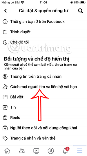 Chỉnh cách liên hệ trên Facebook với bạn