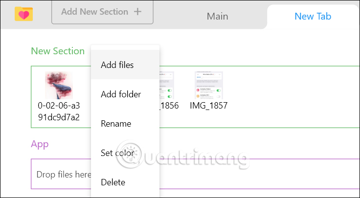 Tùy chỉnh khu vực quản lý trên My Favorite Files