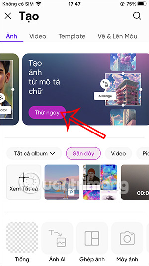 Tạo ảnh từ mô tả trên PicsArt