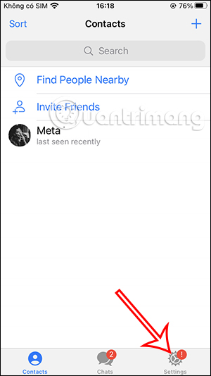 Chọn Settings trên Telegram