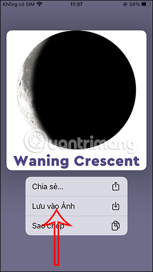 Lưu ảnh hình Mặt Trăng của bạn