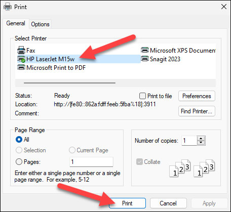 Nhấp vào “Print!”