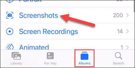 Chọn mục “Ảnh chụp màn hình”