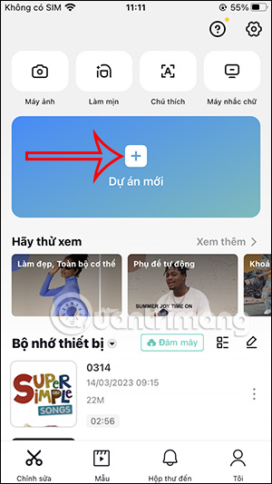 Giao diện CapCut