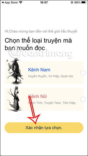Chọn sở thích đọc truyện trên MeoNovel