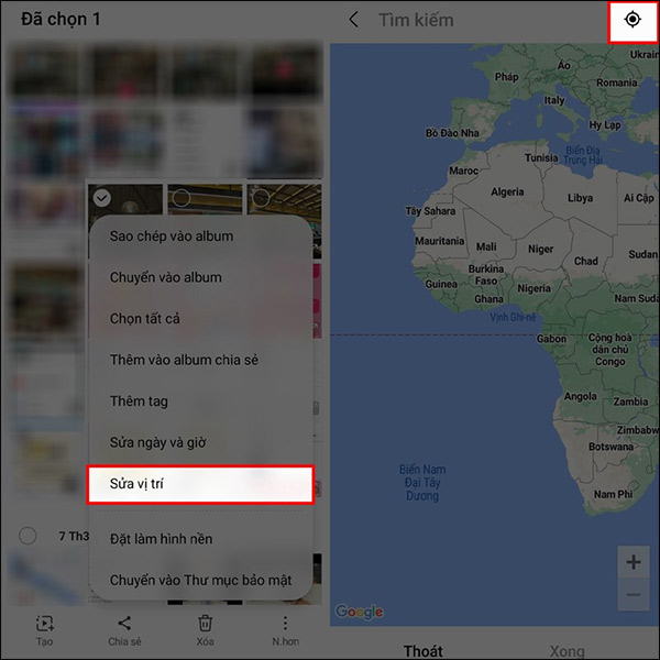 Định vị vị trí trên ảnh trên Samsung 