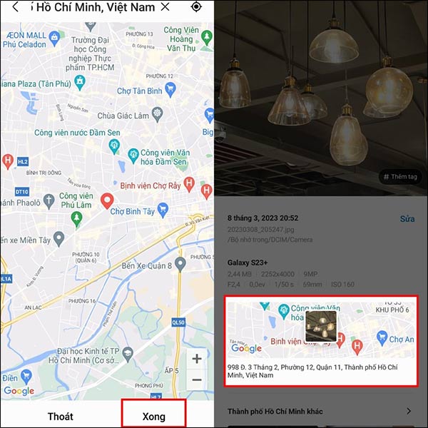 Chọn vị trí khác trên ảnh trên Samsung 