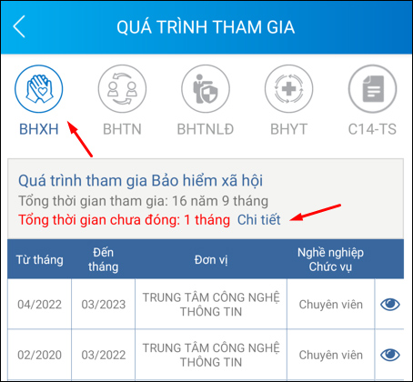 Thông báo chậm đóng bảo hiểm trên VssID