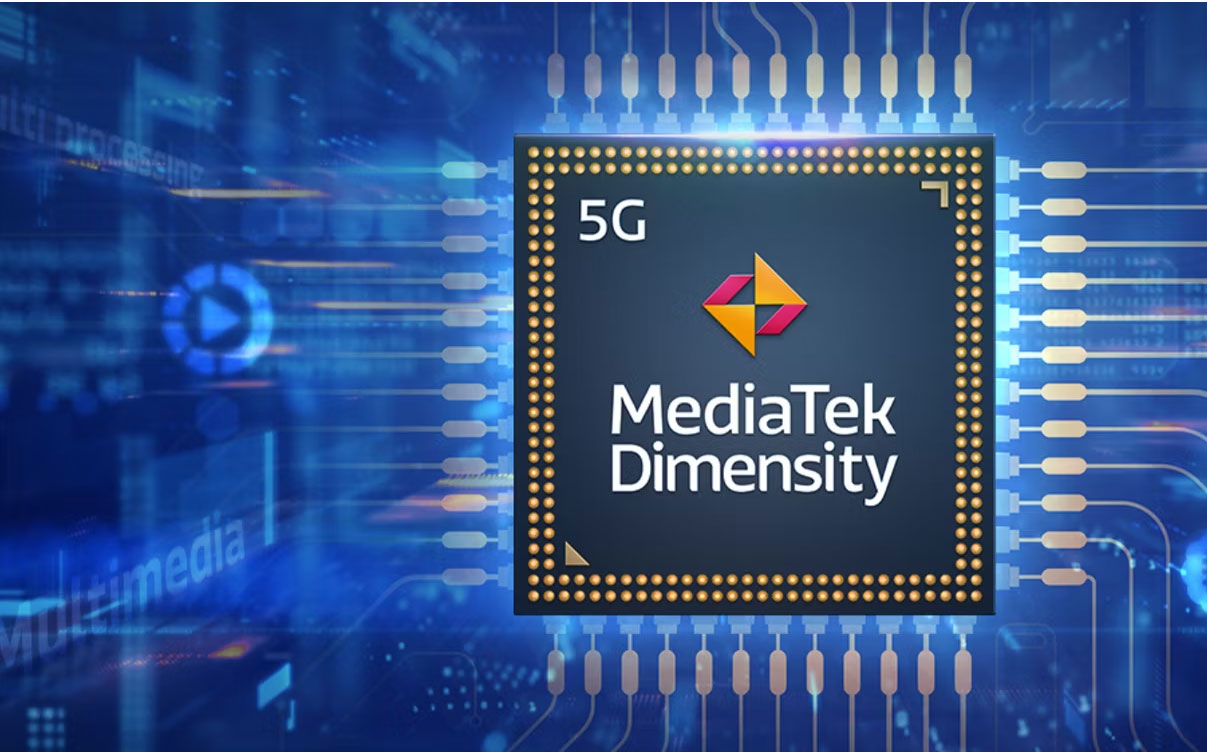 Logo MediaTek trên một chip xử lý