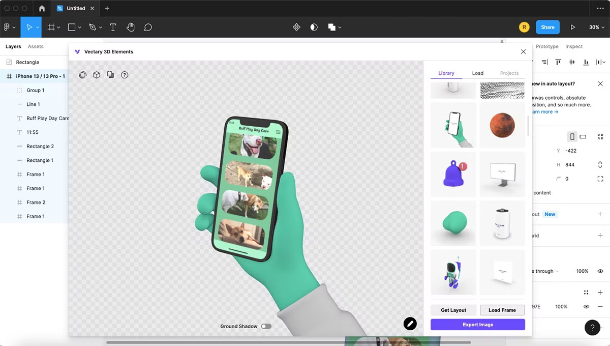 Cửa sổ pop-up plugin mockup Figma Vectory 3D Mockups
