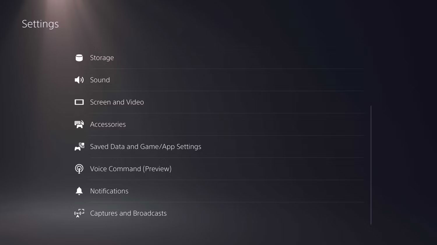 Tùy chọn menu Captures and Broadcasts