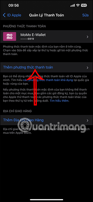 Chọn phương thức thanh toán cho Apple