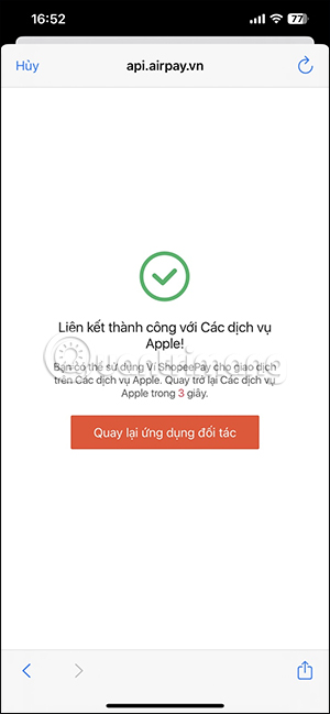 Liên kết ShopeePay với Apple