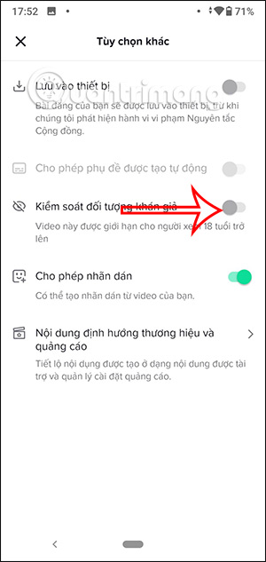 Kiểm soát đối tượng xem video TikTok