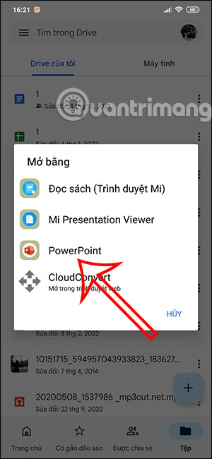 Mở tài liệu trên Google Drive bằng PowerPoint