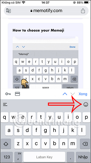 Mở emoji trên điện thoại