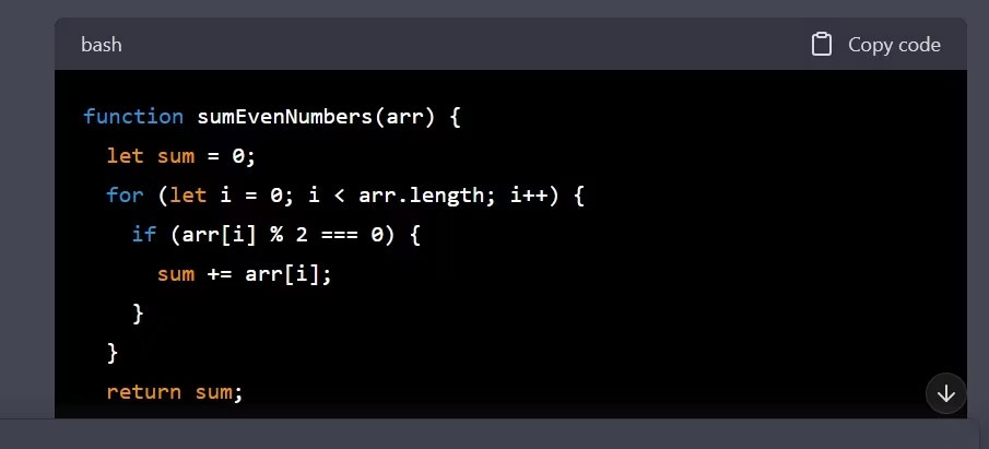 Hàm Javascript để tìm tổng các số chẵn trong một mảng