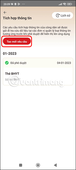 Thêm thông tin mới trên VNeID