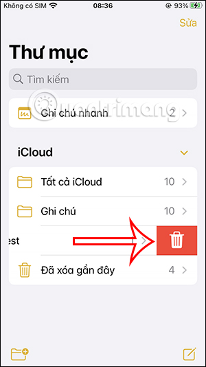 Xóa thư mục ghi chú thông minh