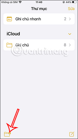 Tạo thư mục ghi chú iPhone