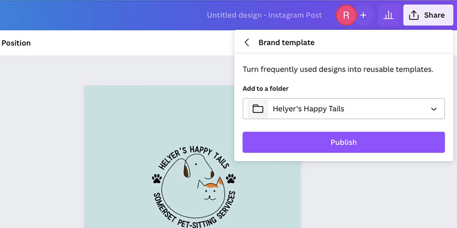 Các tùy chọn template xuất bản của Canva