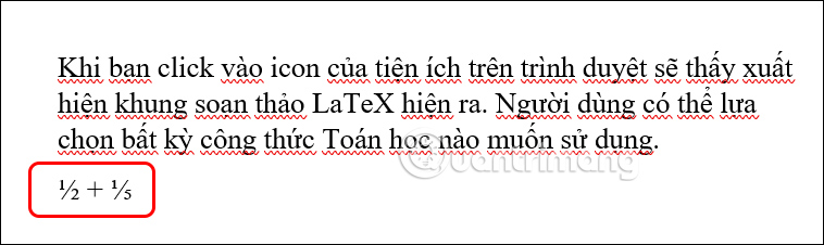 1/2 trong Word từ biểu tượng