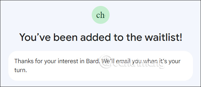 Đăng ký tham gia Google Bard AI thành công