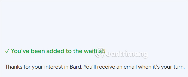 Thông báo gửi email từ Google Bard AI