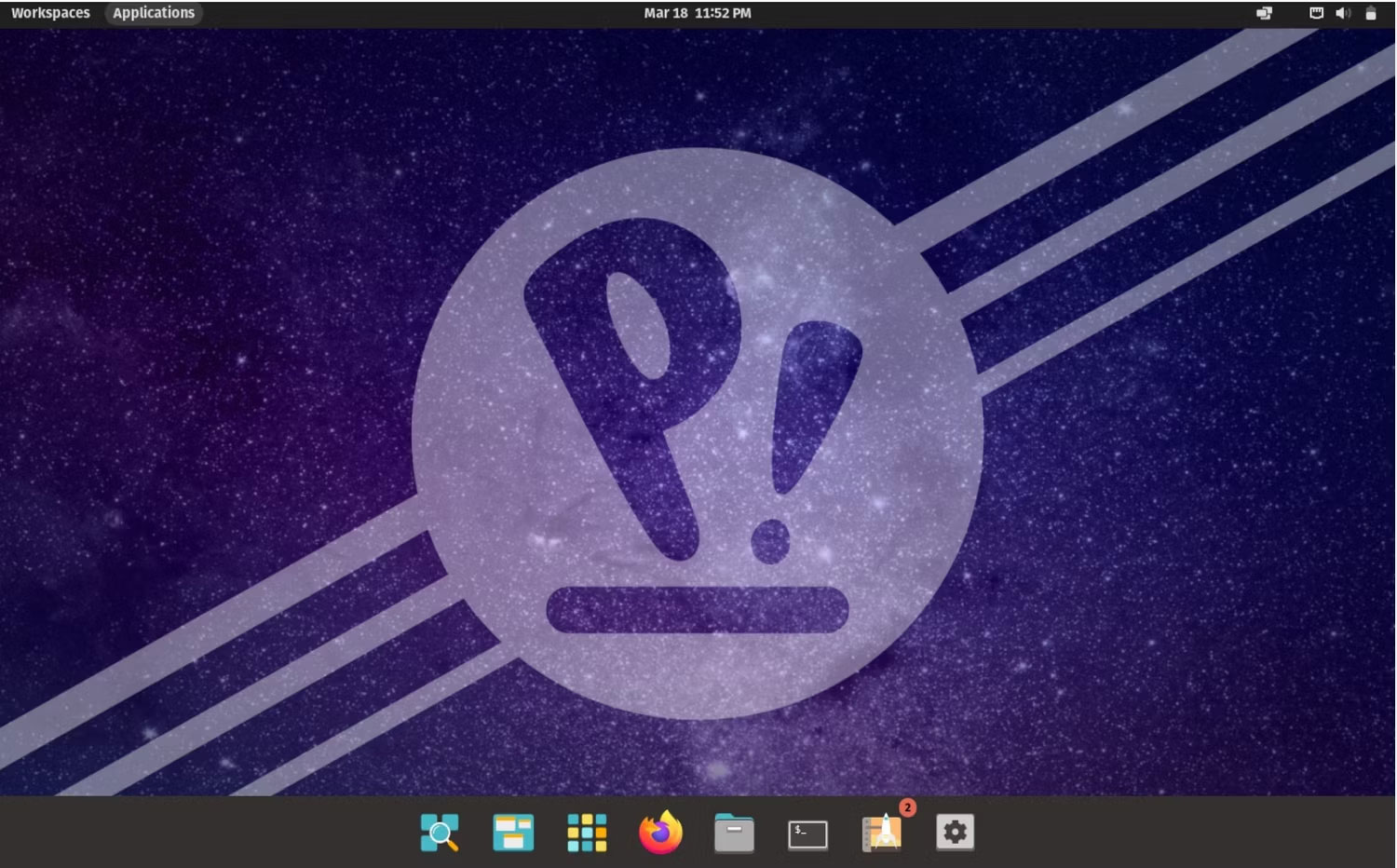 Môi trường desktop Pop!_OS 22.04 với thanh menu và các biểu tượng ứng dụng