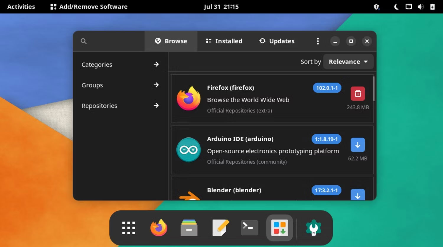 Giao diện desktop Manjaro Linux