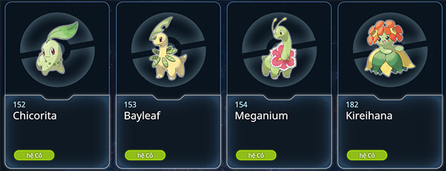 Pokemon hệ cỏ (GRASS)