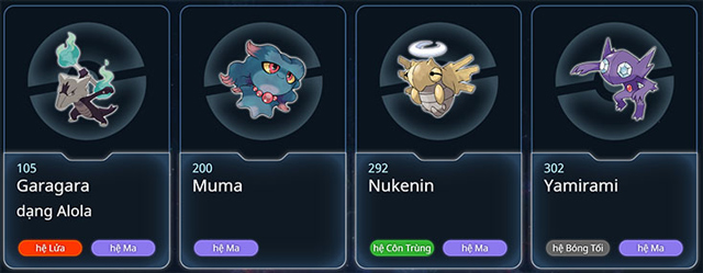 Pokemon hệ ma, linh hồn (GHOST)