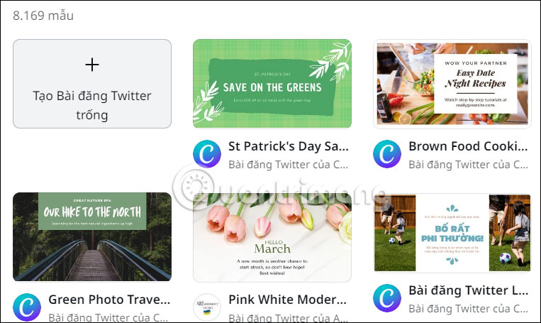 Mẫu template bài đăng Twitter trên Canva 