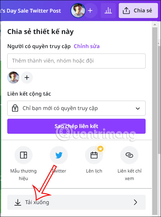 Tải bài đăng Twitter trên Canva 