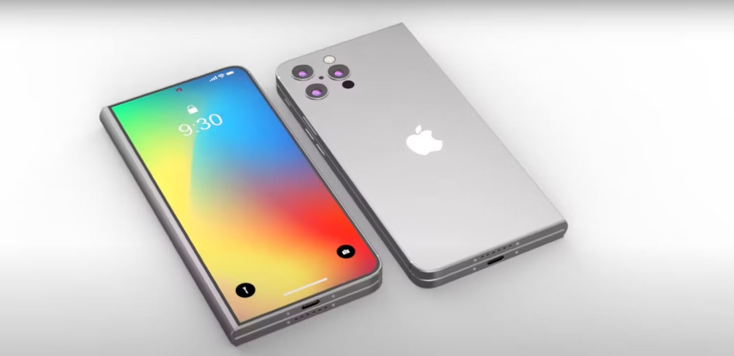 Ý tưởng iPhone gập màu xám với màn hình bên ngoài