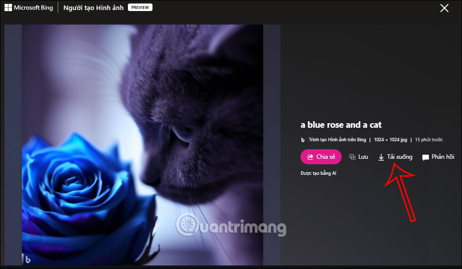 Tải hình ảnh tạo trên Bing Chat