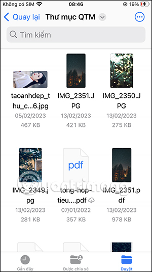 Hiển thị định dạng tập tin