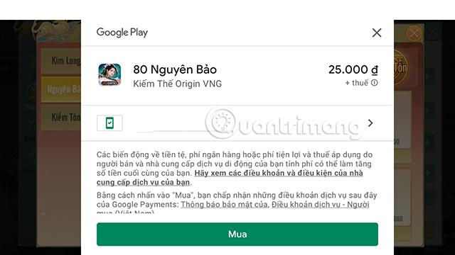 Nạp Kiếm Thế Origin trực tiếp trong game