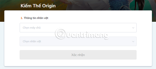 Nạp Kiếm Thế Origin trên web