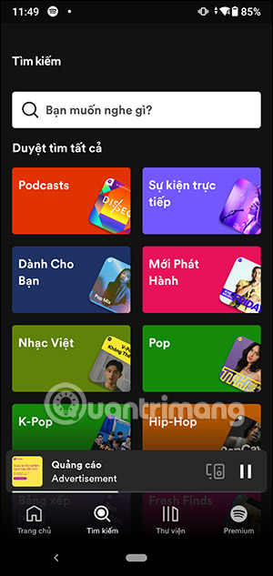 Tìm bài hát trên Spotify