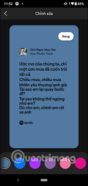 Bỏ viền khung lời nhạc Spotify