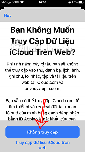 Chặn không truy cập iCloud trên web