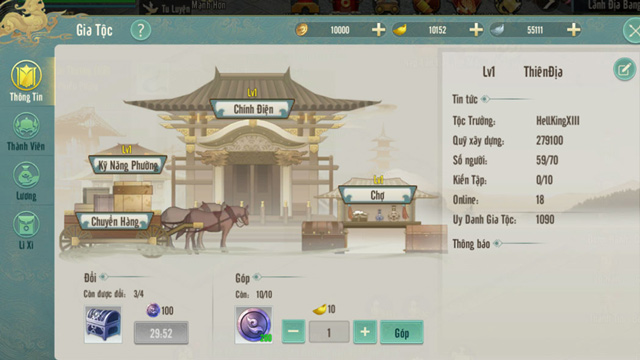 Một số tính năng Gia Tộc khác