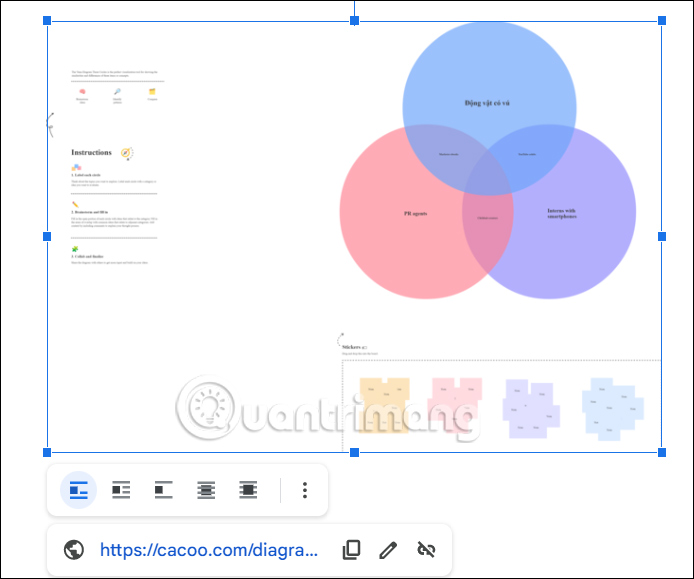 Biểu đồ Venn tạo trong Cacoo